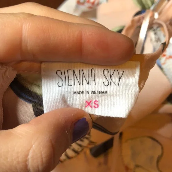 Floral wrap dress-peach with tropical white flowers - Picture 7 of 7